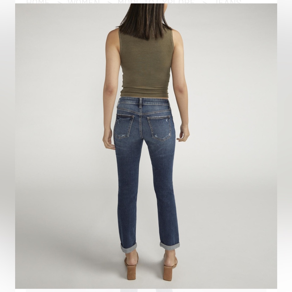 🆕 NWT Silver Jeans Boyfriend Mid Rise Slim Leg Jeans, 14/29 - Picture 2 of 13